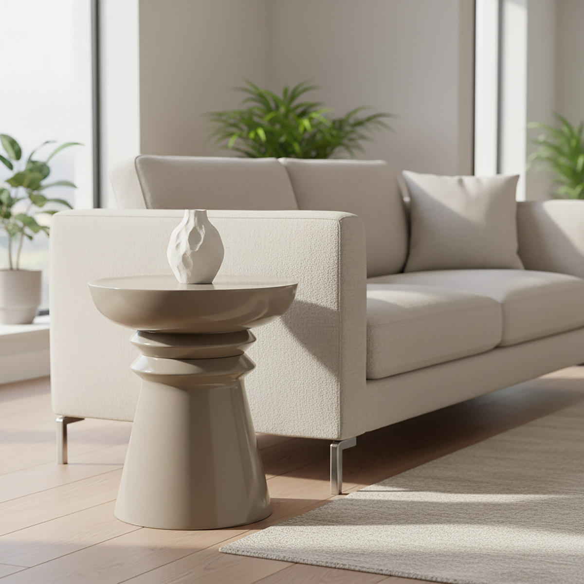 STRANSKI tabel - bež, kovina (38/38/45cm) - Relaxdays