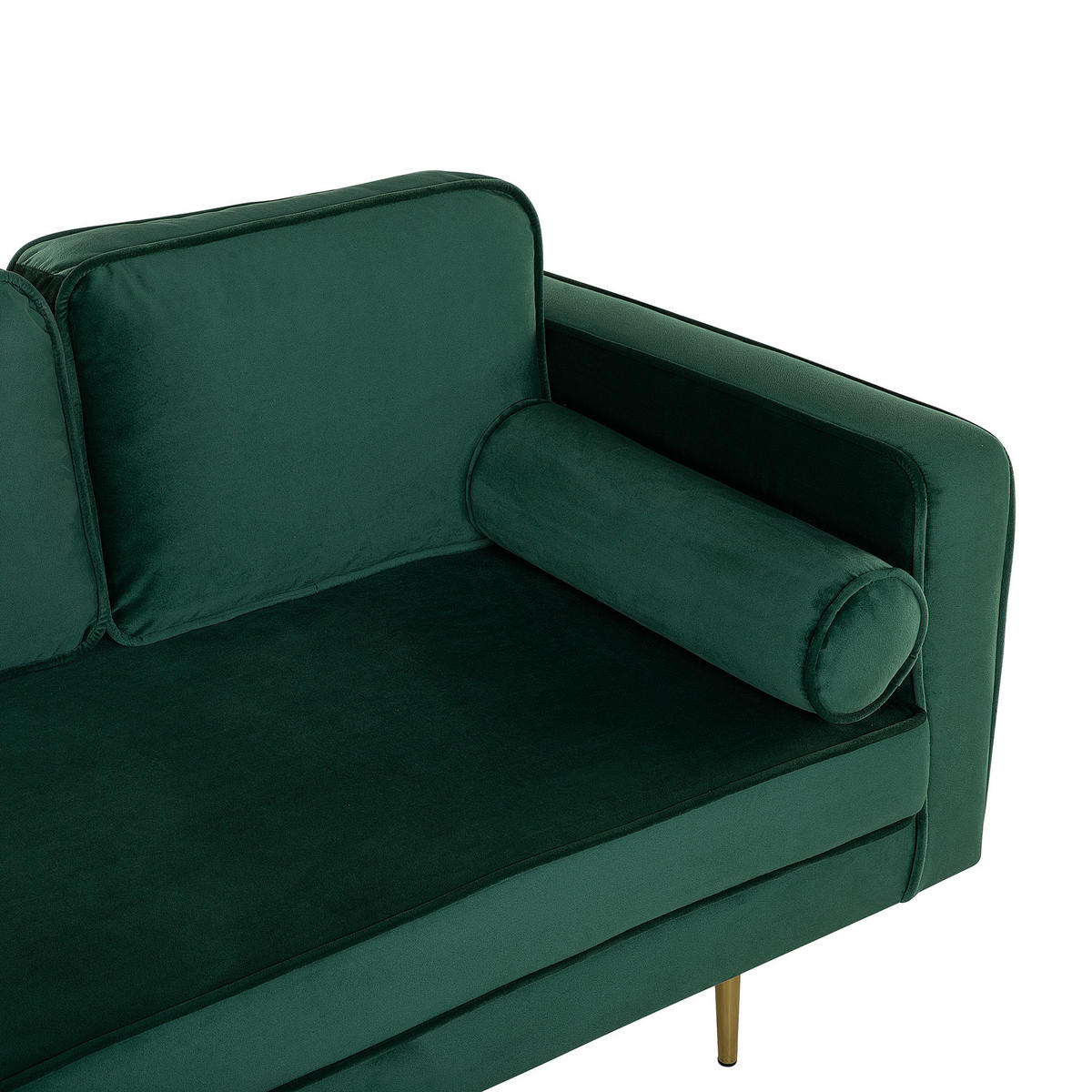 CHAISELONGUE Samtstoff smaragdgrün rechtsseitig Miramas - Goldfarben/Grün, Textil (171/63/79cm) - Beliani