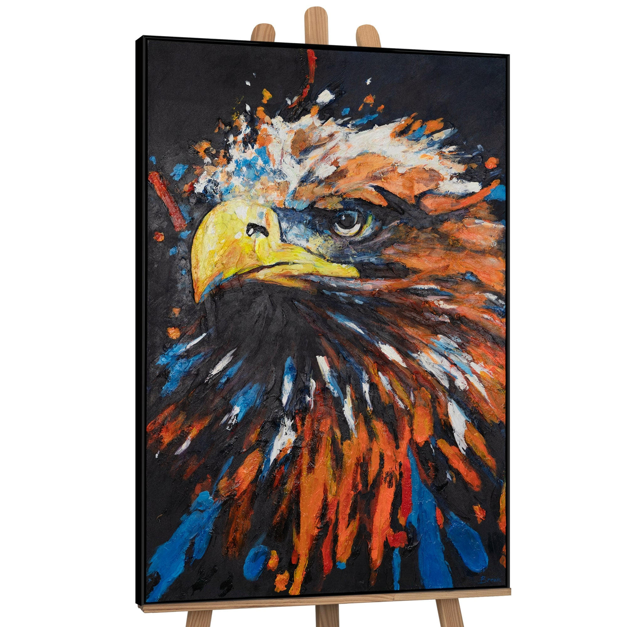 GEMÄLDE Mächtiger Adler Schattenfugenrahmen Schwarz 180x120 cm - Schwarz, Holz (180/120cm) - YS-art gallery