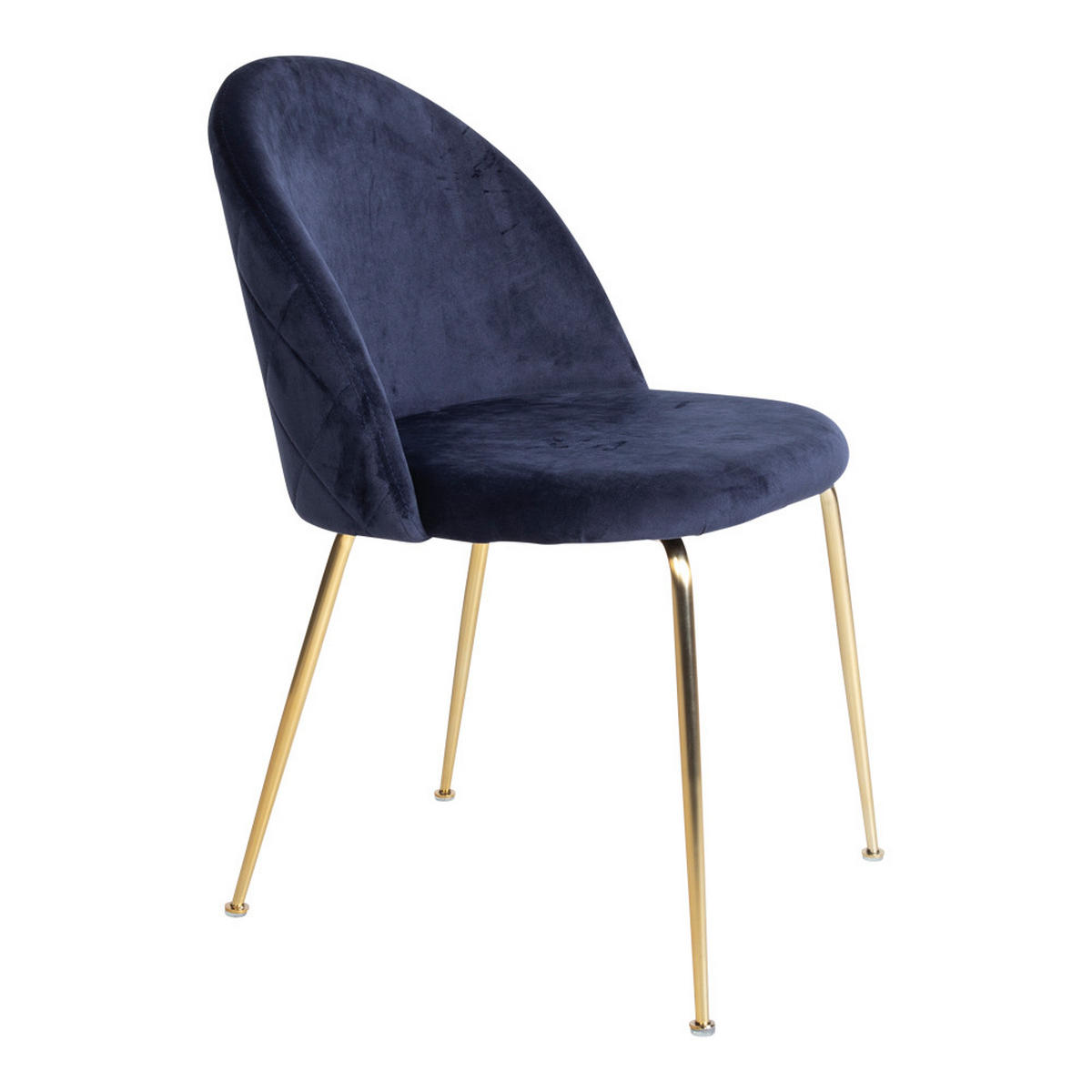 STUHL 2er-Set blau velours, Beine im Messing Look - Blau, Holzwerkstoff (51/78/52cm) - ebuy24