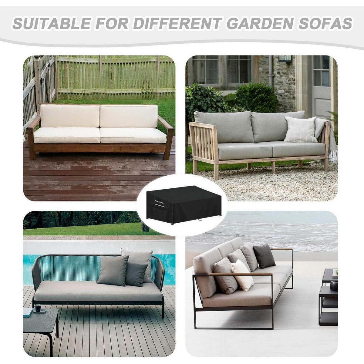 GARTENLOUNGE Abdeckung 205x99x89/61cm Wasserdicht 420D Oxford Gewebe - Schwarz, Kunststoff (1/1/1cm)