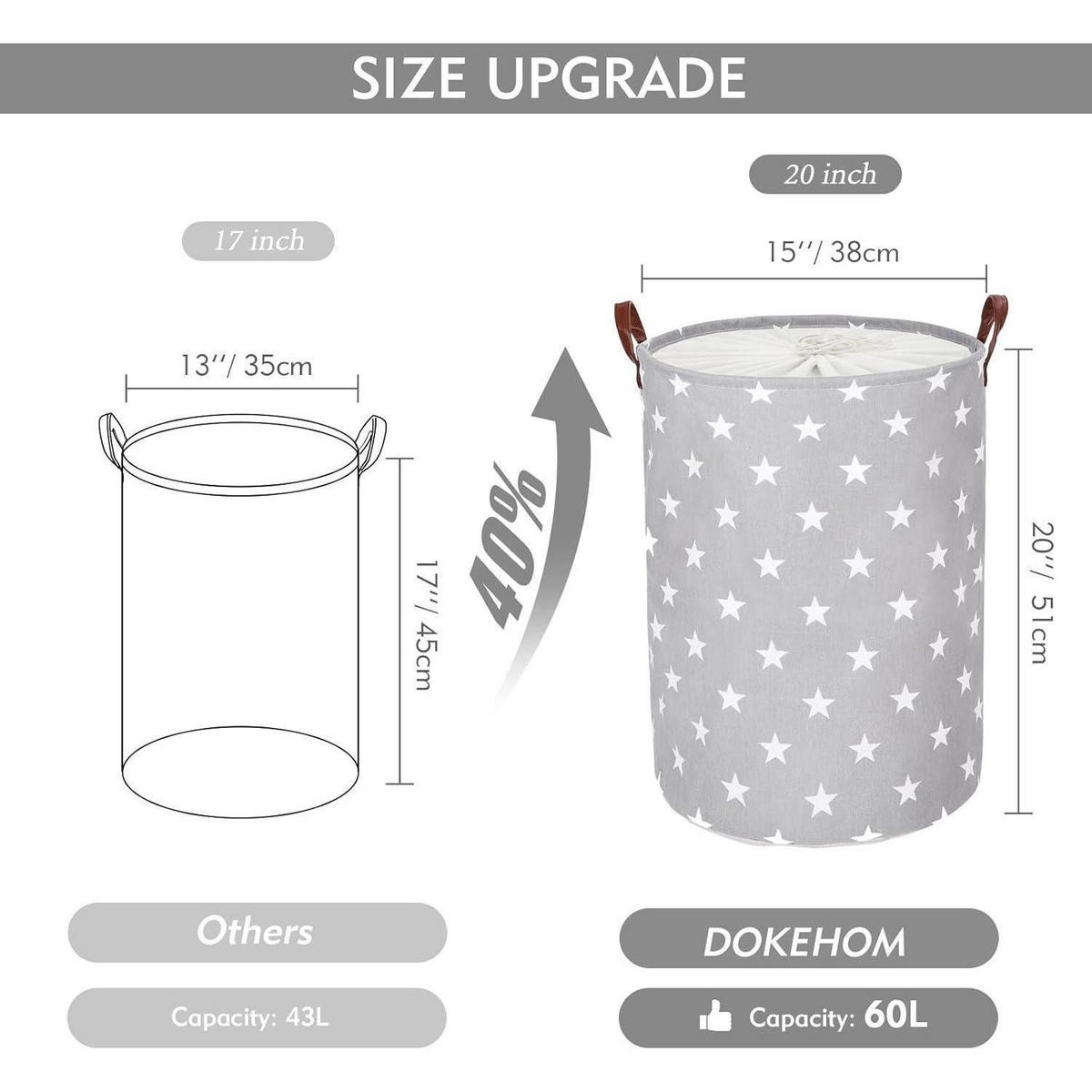 WÄSCHEKORB faltbar Grau Sterne 51 cm - Grau, Textil (38/51/38cm)