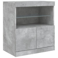 SIDEBOARD mit LED-Licht, 2 Türen 60/37/67 cm aus Holzwerkstoff Betongrau - Hellgrau, Holz (60/67/37cm) - vidaXL