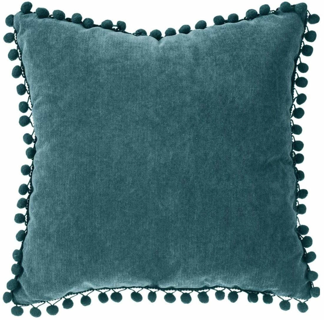 ZIERKISSEN Pompons 40/40 cm - Blau, Textil (40/40cm) - Atmosphera Createur d´interieur