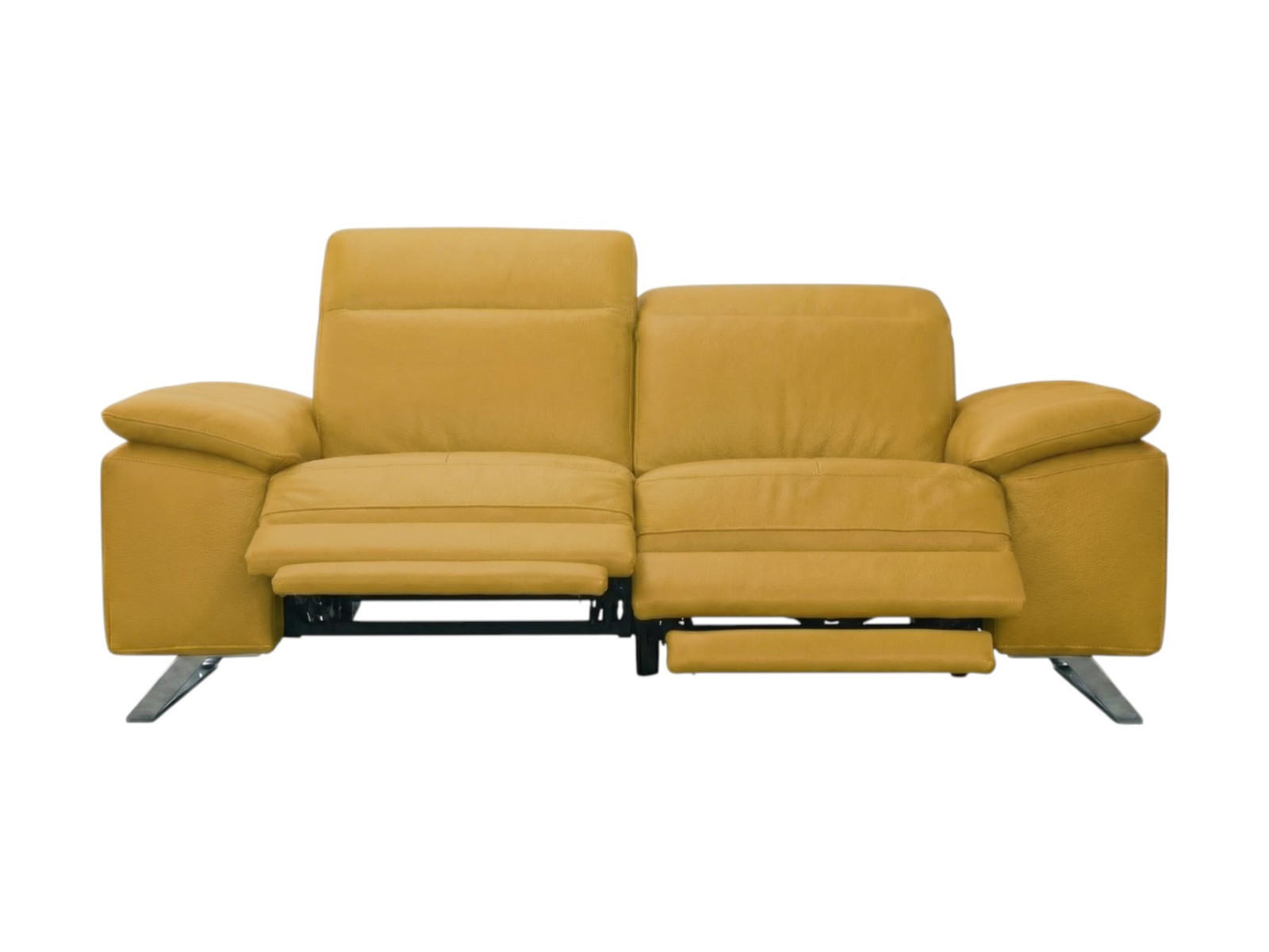 2-SITZER Sofa Genius Echtleder mit 2 x Relaxfunktion Senfgelb - Gelb, Leder/Metall (180/80/104cm)