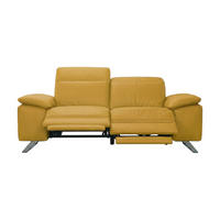 2-SITZER Sofa Genius Echtleder mit 2 x Relaxfunktion Senfgelb - Gelb, Leder/Metall (180/80/104cm)