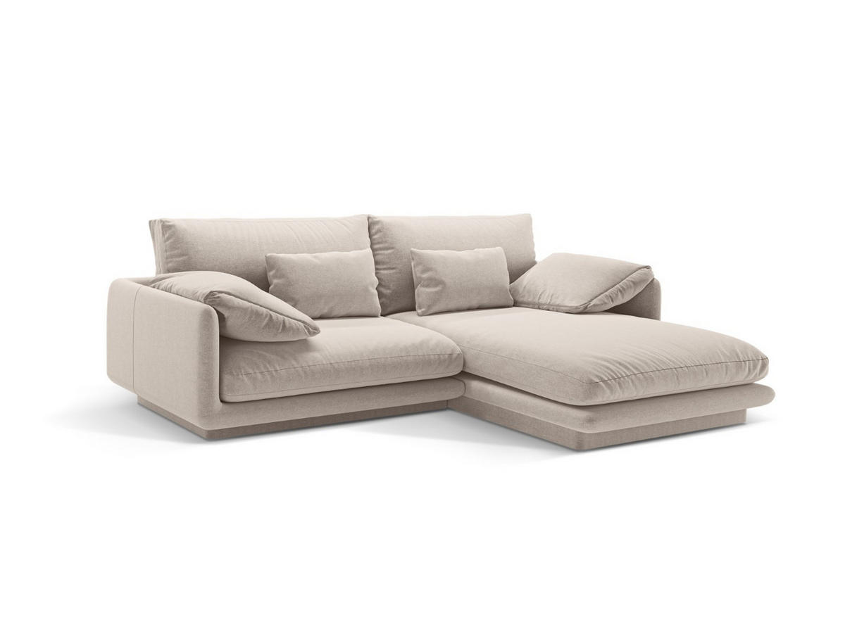 ECKSOFA rechts Torino aus strukturiertem Stoff leichtes beige 3 Sitzplätze - Creme, Textil (170/220cm) - Micadoni