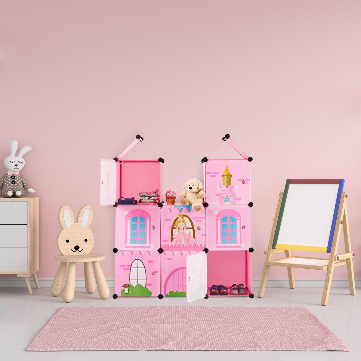 STECKREGAL Schloss - Rosa, Kunststoff/Metall (110/128/37cm) - Relaxdays