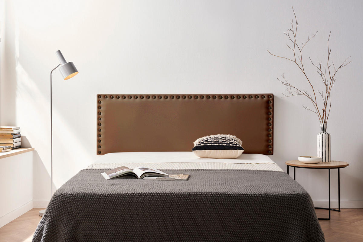 KOPFTEIL gepolstert MODENA Kunstleder 145x55x8 cm - Braun - Moonia - Braun, Holz (145/8/55cm)