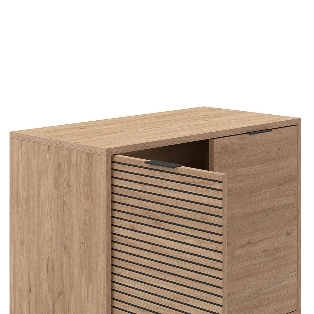 KLEINES Buffet mit 2 Türen und Metallfüßen Ariel - L80 cm - Apfelbaumfarben, Holzwerkstoff (40/80/80cm) - Calicosy