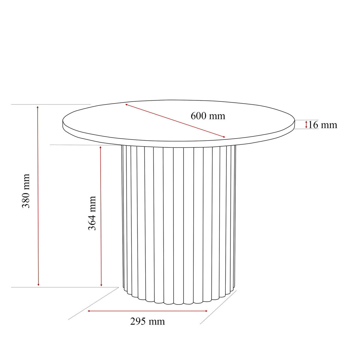 COUCHTISCH BARNEY mit geriffeltem Sockel, kaschmir - Kaschmir, Holzwerkstoff (60/60/38cm) - Idohome