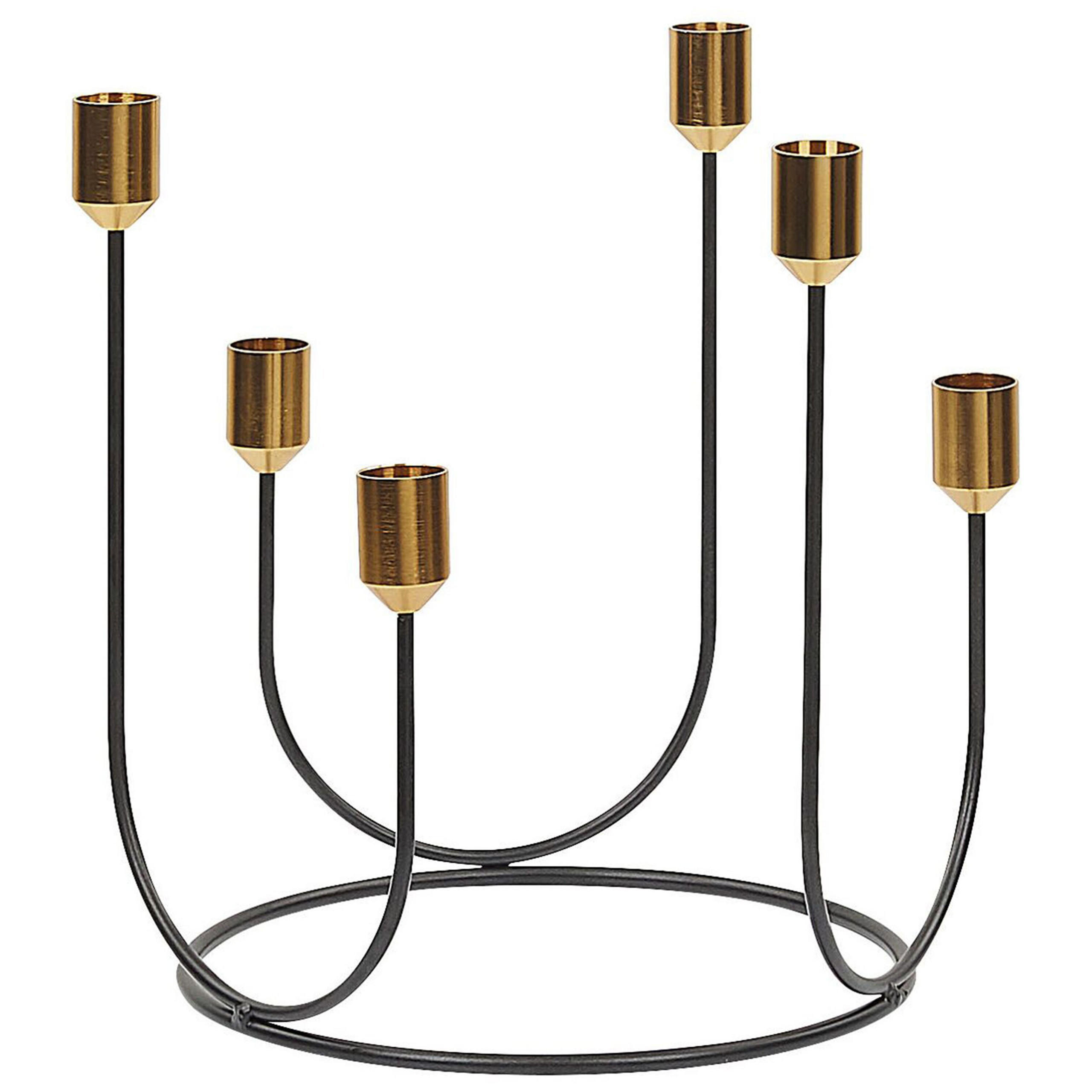 KERZENSTÄNDER Schwarz Panay - Goldfarben/Schwarz, Metall (26/25/26cm) - Beliani