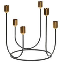 KERZENSTÄNDER Schwarz Panay - Goldfarben/Schwarz, Metall (26/25/26cm) - Beliani