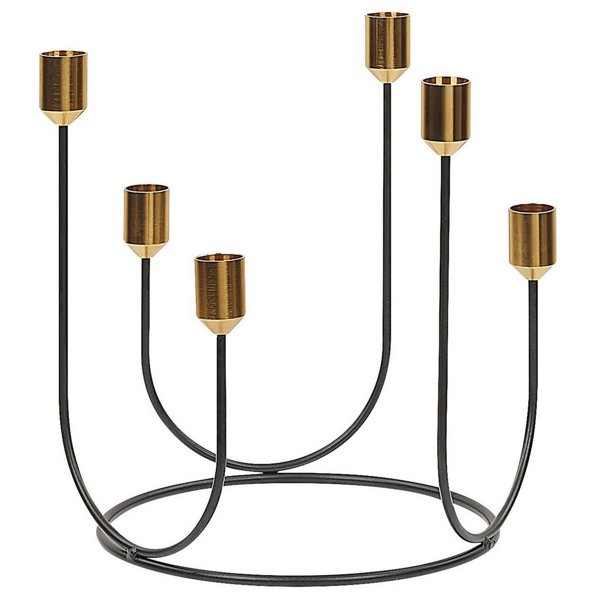 KERZENSTÄNDER Schwarz Panay - Goldfarben/Schwarz, Metall (26/25/26cm) - Beliani