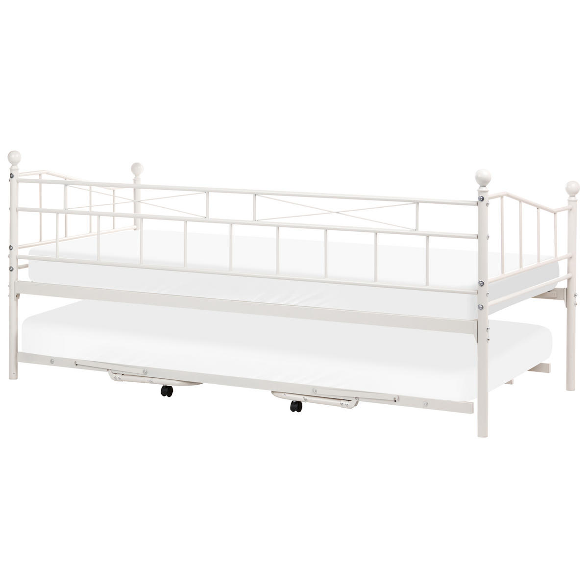 DNEVNA POSTELJA kovina 90/200 cm raztegljiva bež Louannec - bež, kovina (99/96/215cm) - Beliani
