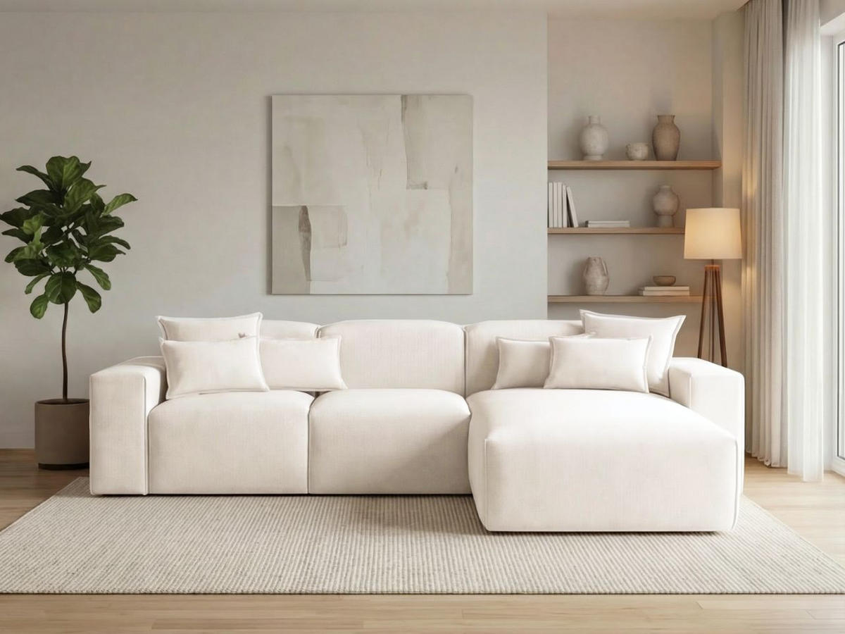 ECKSOFA Leni Creme Rechts - Creme, Holz/Textil (180/265cm) - Graingold