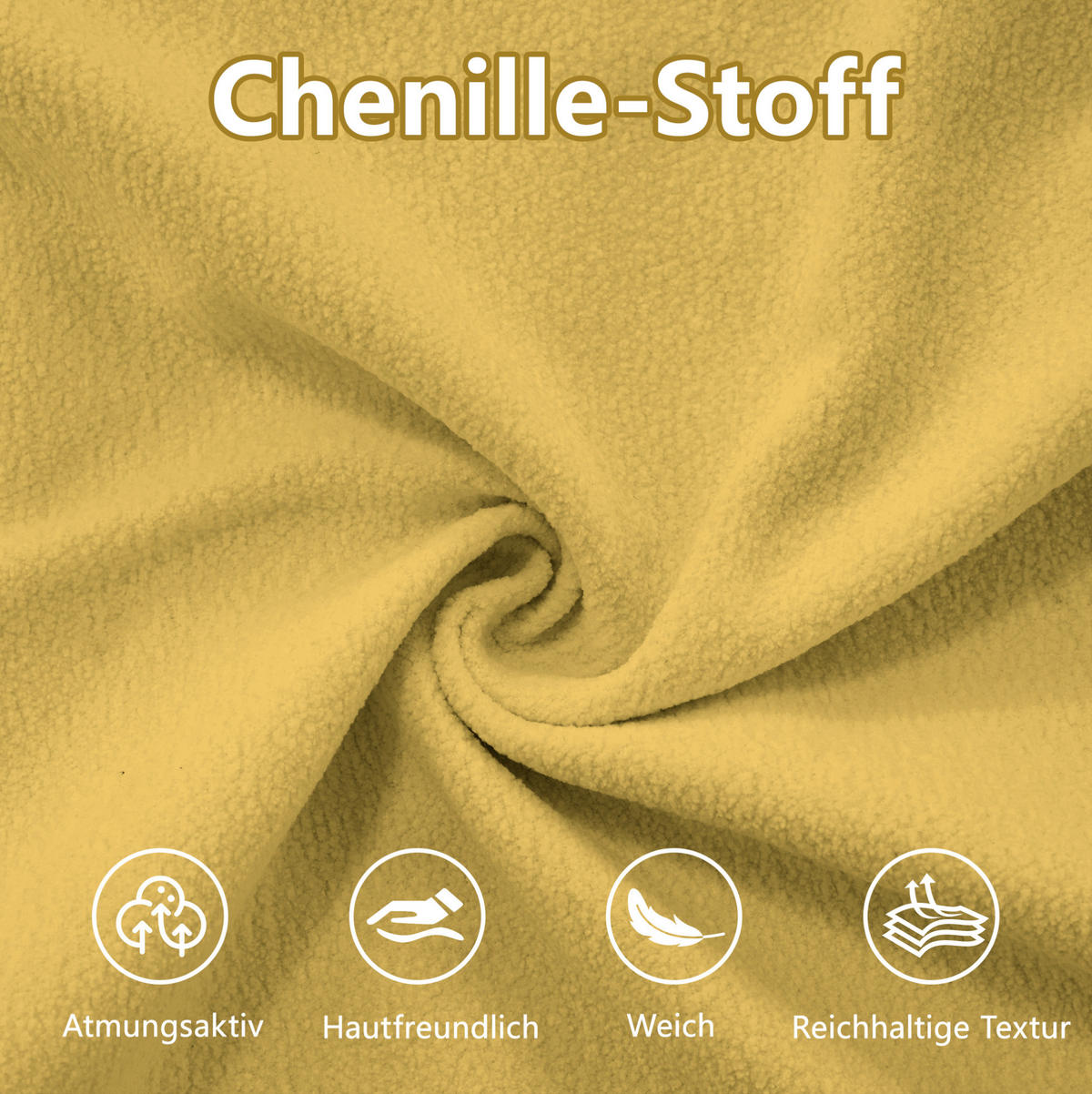 ECKSOFA 406/77/81 cm gelb aus Chenille mit Tiefensitz und modularem Komfort - Gelb, Textil (77/406cm) - OKWISH