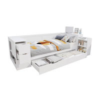 KINDERBETT 90/200 cm aus MDF mit Schublade, Regal und Nachttisch Weiß - Weiß, Holzwerkstoff (90/200cm) - Modenvie