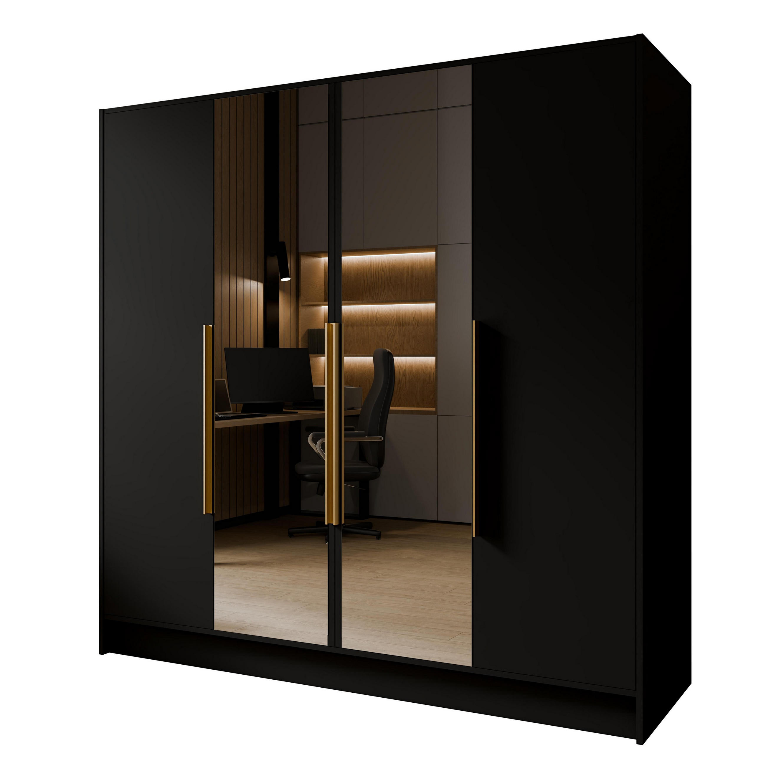 Masseno Drehtürenschrank Schwarz 200x200x51 cm