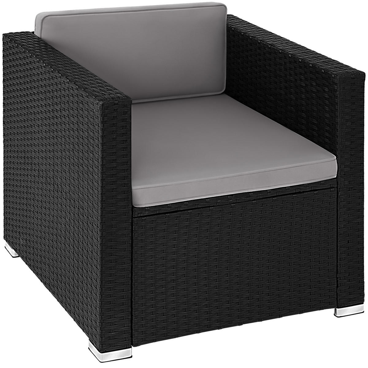 RATTANSESSEL Lignano,70 x 69 x 65cm,schwarz - Schwarz, Kunststoff (70/65/69cm) - tectake
