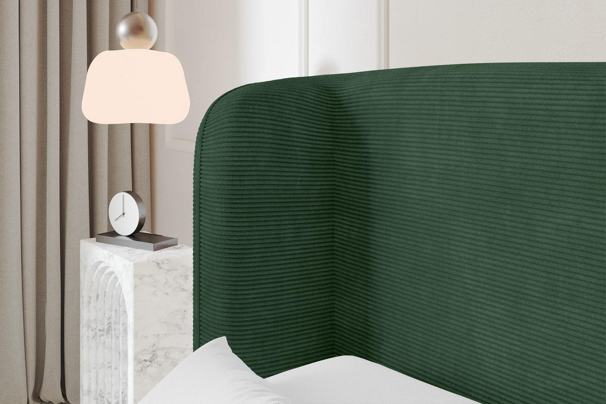 POLSTERBETT mit Bettkasten, Fußteil und Lattenrost, Boxbett ohne Matratze - ESTI-Z 160x200 Grün - Olivgrün, Holzwerkstoff/Textil (160/200cm) - ALTDECOR