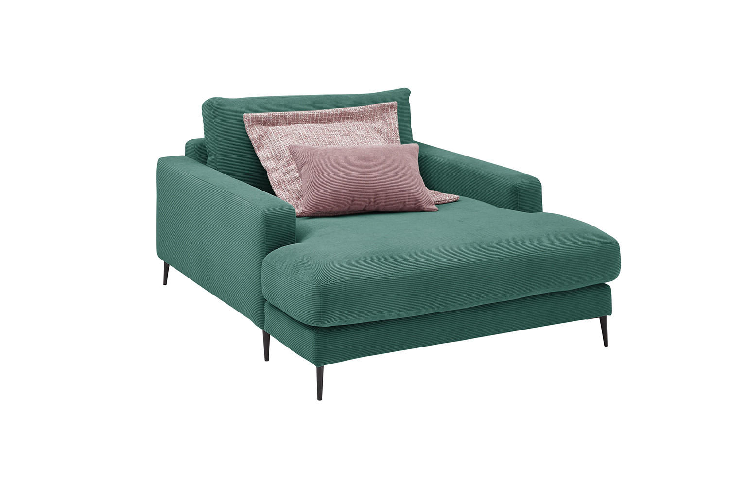 LONGSEAT CARA Smaragdgrün Cord - Smaragdgrün/Schwarz, Textil/Metall (132/84/170cm) - KAWOLA