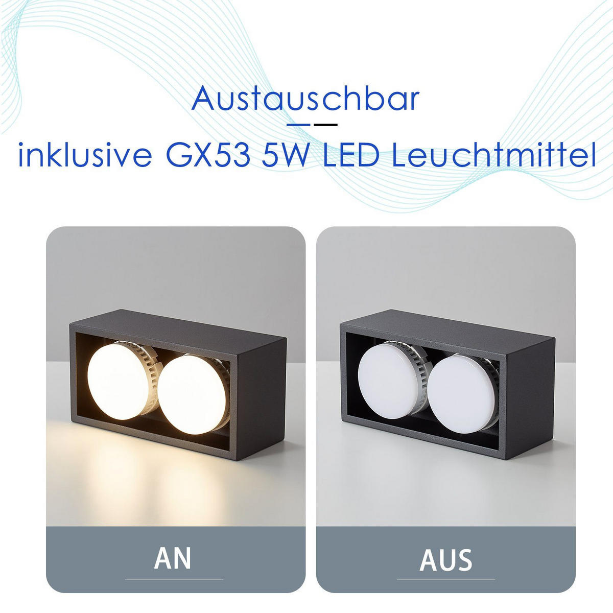 LED-DECKENLEUCHTE Harmonie 2-flammig 20/10/8 cm - Schwarz, Metall (20/10/8cm) - Nettlife