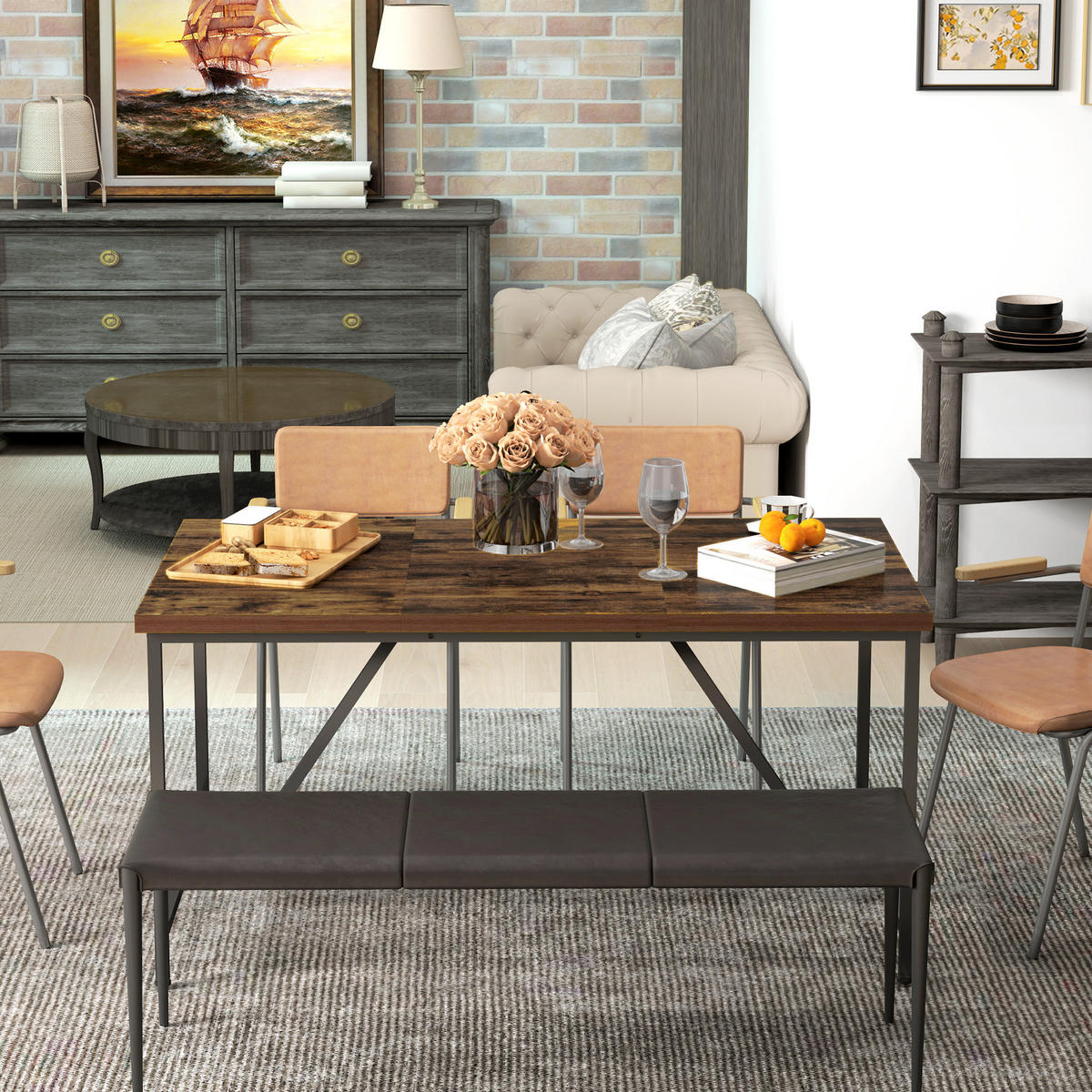 ESSTISCH Braun 1 Stück - Braun, Naturmaterialien (150/80/75cm) - GiPP
