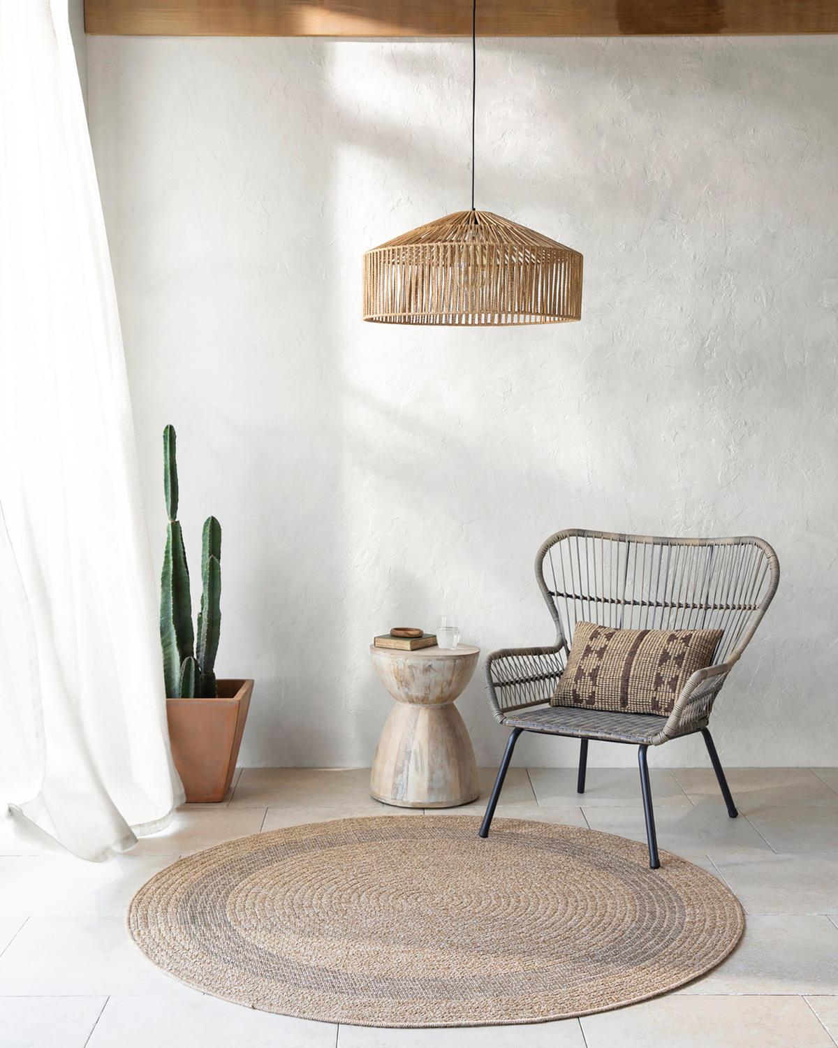 OUTDOORTEPPICH Rund Jute-Optik Ø 160 cm Beige - Beige, Kunststoff/Textil (160/160cm) - LIVABLISS