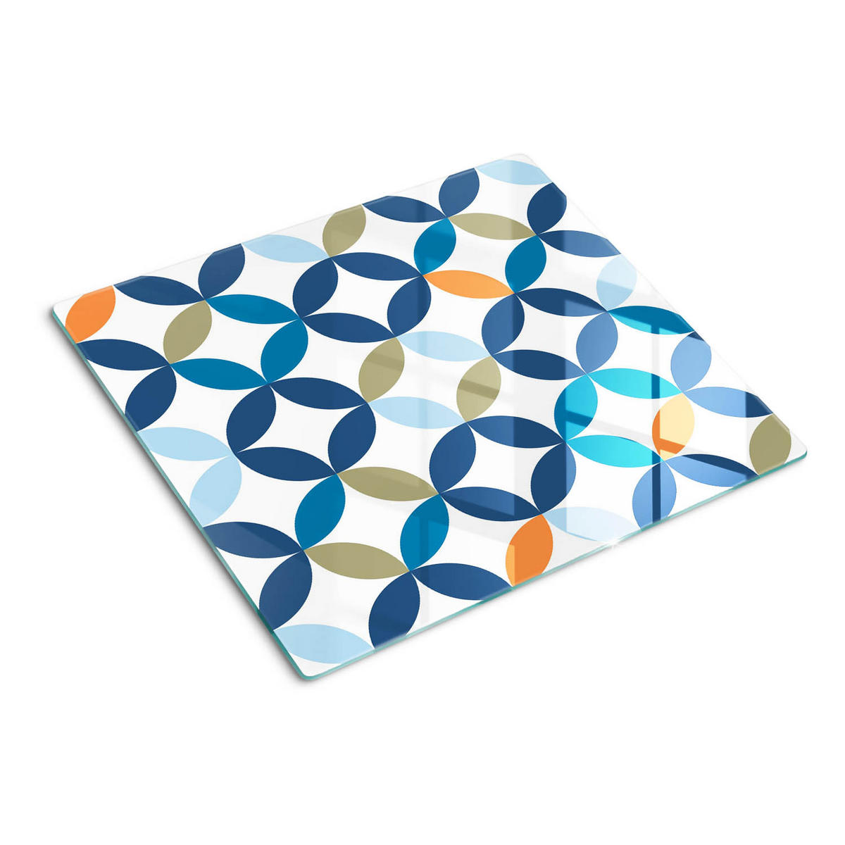 GLASPLATTE 60x52 cm Geometrische Figuren - Blau, Glas (60/0.4/52cm) - TULUP