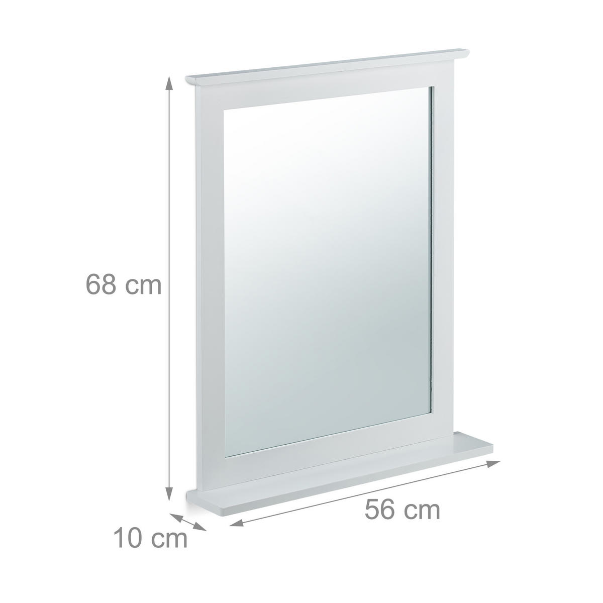 WANDSPIEGEL - Silberfarben, Glas/Holz (56/68/10cm) - Relaxdays