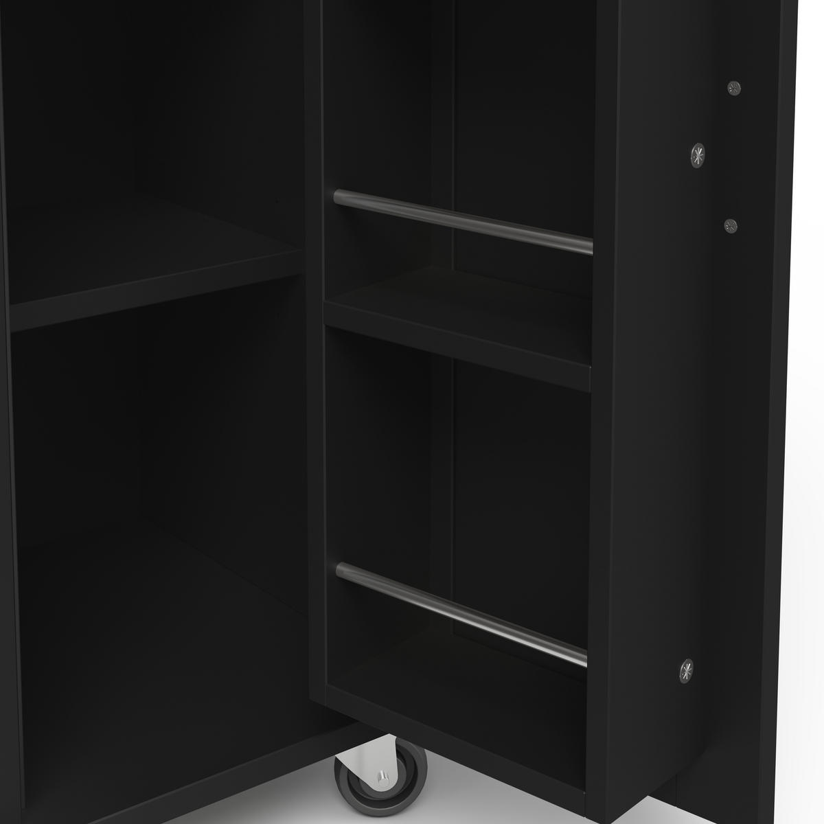 KÜCHENINSEL 120x70x95cm Schwarz mit Klappplatte, 4 Türen & Ablagen - Schwarz, Holzwerkstoff (120/95/70cm) - Modfu