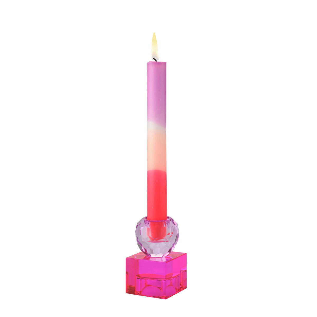 KERZENHALTER Sari Kugel Cube, Glas, Hellila / Pink, H 8 cm - Lila, Glas (6/9/6cm) - Gift Company
