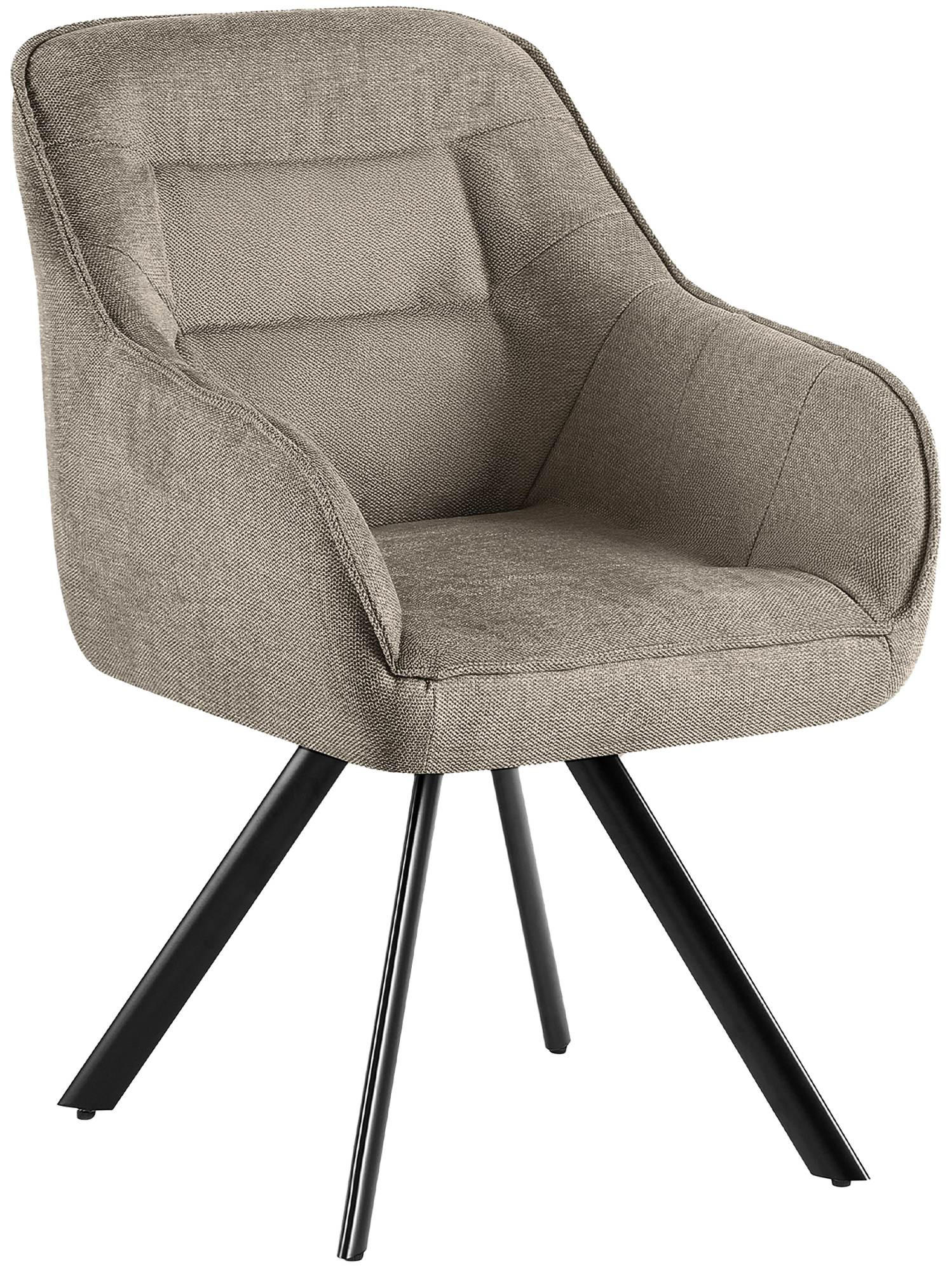 ESSZIMMERSTUHL Stoff Taupe - Taupe/Schwarz, Textil/Metall (57/89/64cm) - CLP