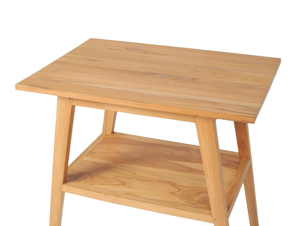 BADMÖBEL mit Einzelwaschbecken - Teakholz - 80 cm - BOBOTSARI - Naturfarben/Weiß, Keramik (55/76/80cm) - Vente-Unique