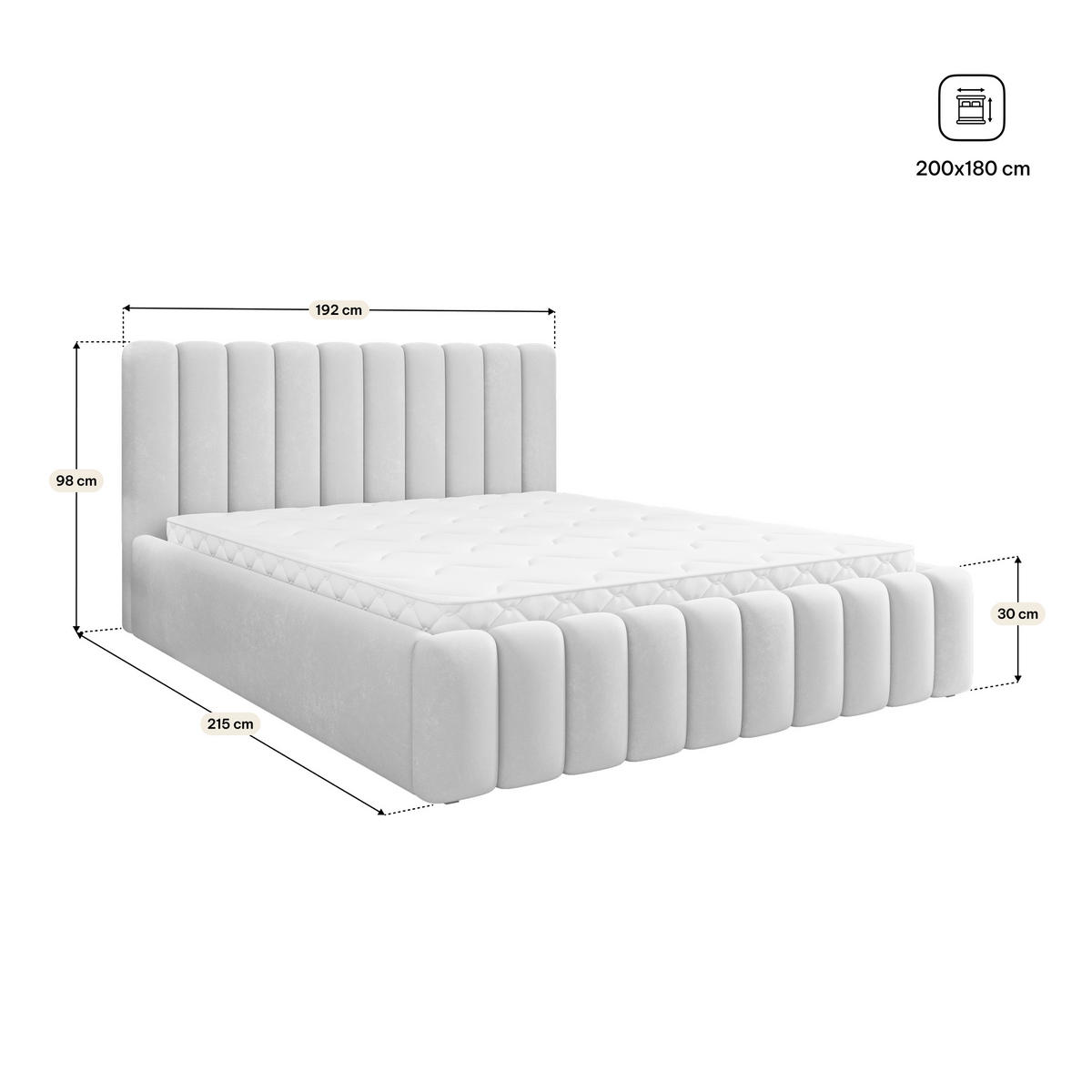 ČALOUNĚNÁ Postel DINESE 180x200 cm Černá - černá, kompozitní dřevo/textil (180/200cm) - MASSENO