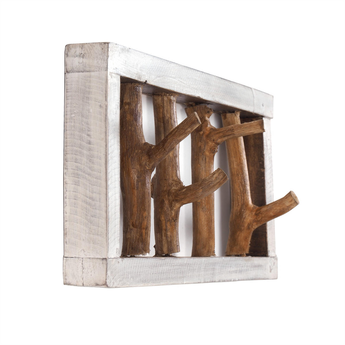 WANDGARDEROBE LIMB Treibholz 05 weiß-natur - Multicolor, Holz (45/23/10cm) - DESIGN DELIGHTS