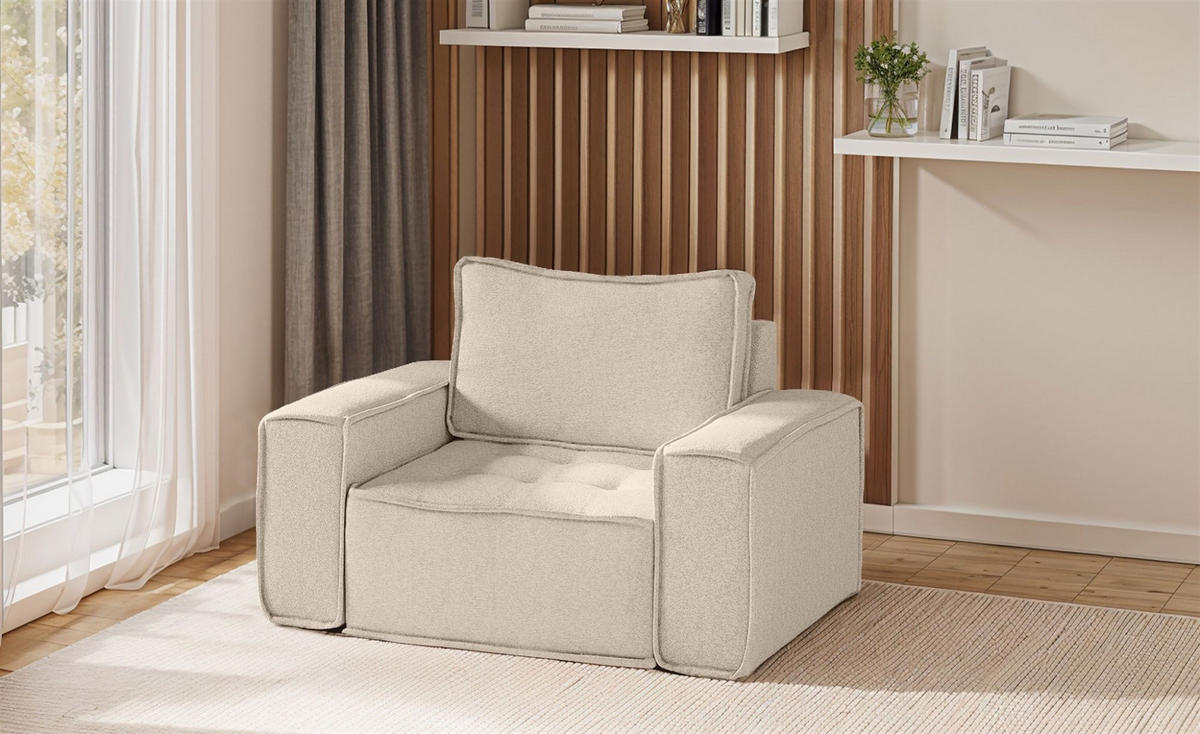 SESSEL Sande In Raven - Creme, Holzwerkstoff/Textil (132/85/90cm) - Fun Möbel