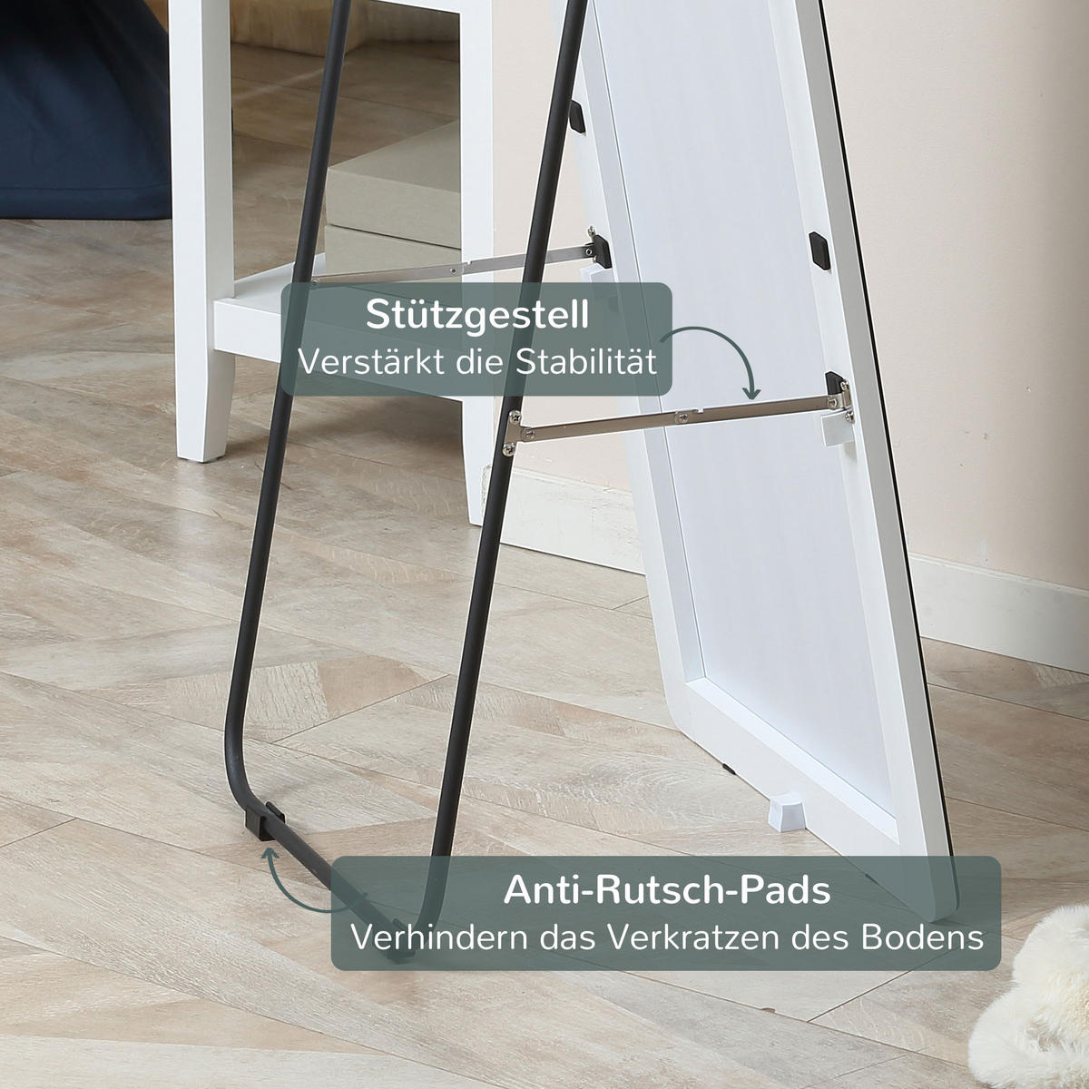 STANDSPIEGEL mit Ständer, 45 x 160 cm, für Schlafzimmer, Wohnzimmer, Silber - Silberfarben, Glas (37/158.5/45cm) - HOMCOM