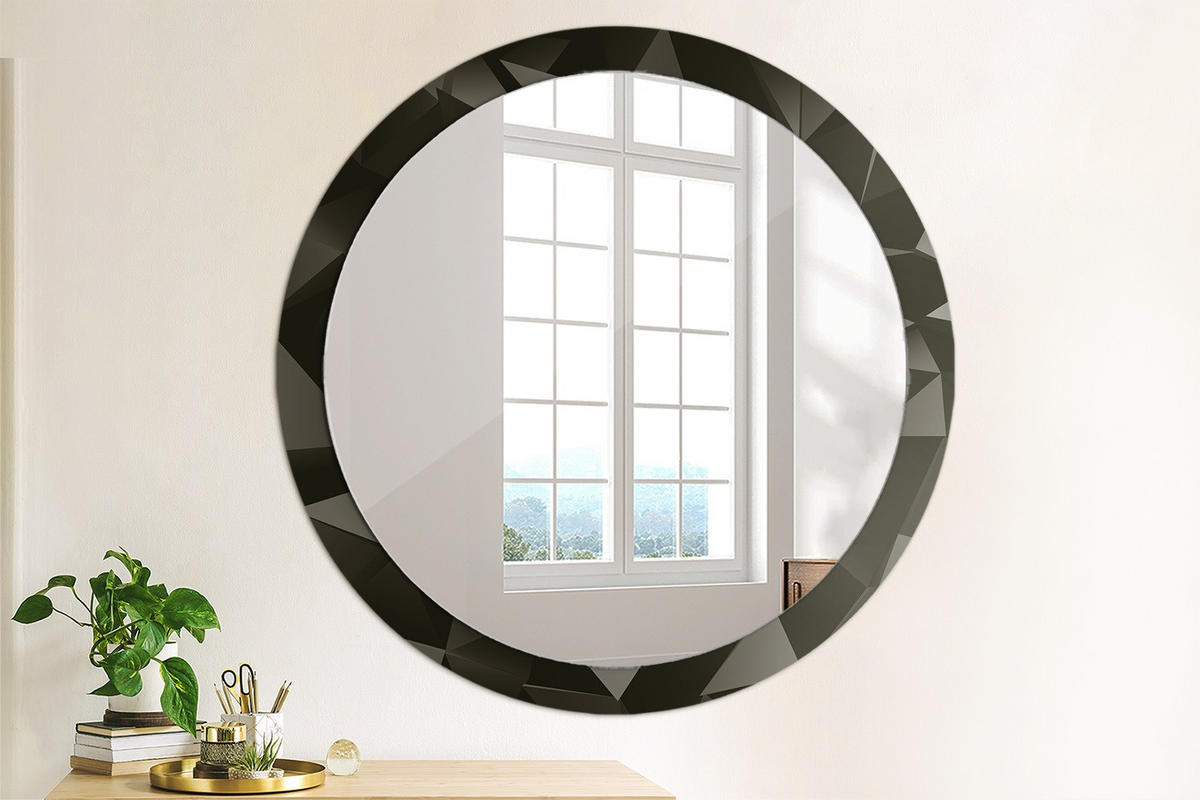 SPIEGEL Ø100 cm Rund mit Aufdruck - Schwarz, Glas (100/100/0.4cm) - TULUP