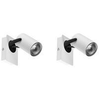 WANDLEUCHTE 2er-Set Klip 7/10/15 cm - Weiß, Metall (10/15/7cm) - Beliani