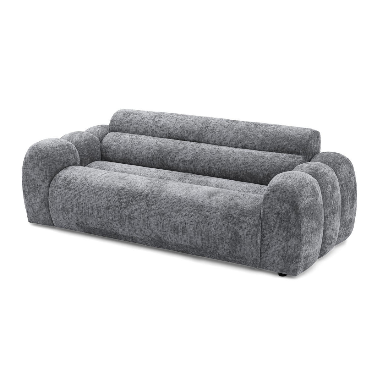 2-SITZER modulares Sofa VEER, Breite 213 cm Chenille Webstoff Dunkelgrau - Dunkelgrau/Schwarz, Holz/Kunststoff (213/75/95cm) - Muffo