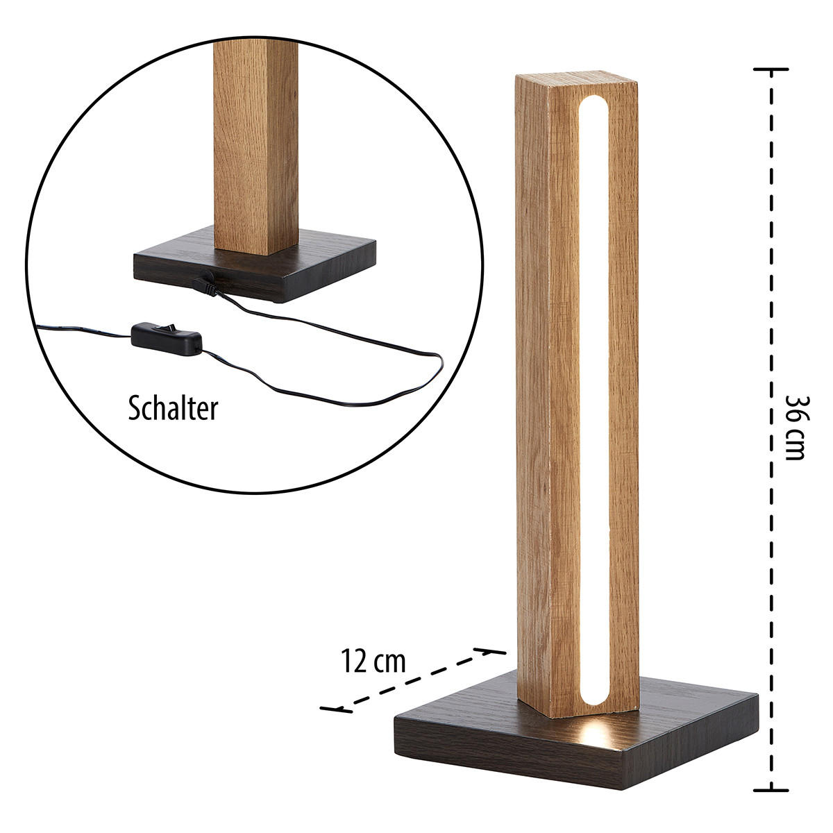 LED-HOLZ-STEHLAMPE - moderne Lichtsäule mit neutralweißem Licht und Schalter für angenehme Atmosphäre - Weiß, Holz (13/13/36cm) - Northpoint