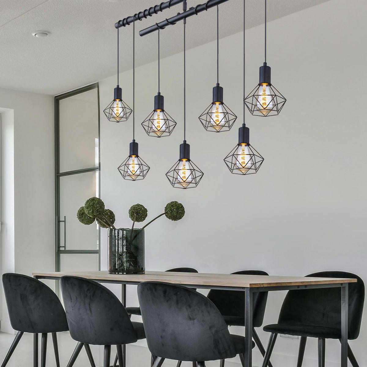 HÄNGELEUCHTE Käfig Design Schwarz matt - Schwarz, Metall (100/15/100cm)