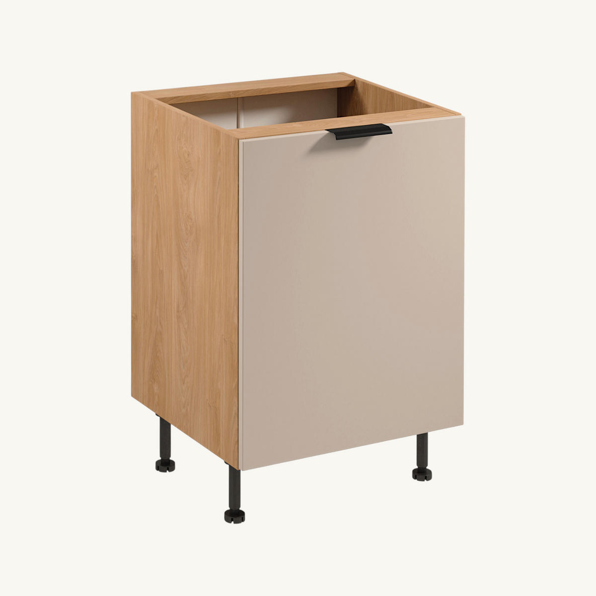 KÜCHENZEILE 240 cm Livaro – KU-S23 – Beige / Sonoma Eiche - Beige/Schwarz, Holzwerkstoff/Metall (240/247/60cm) - hi-markt