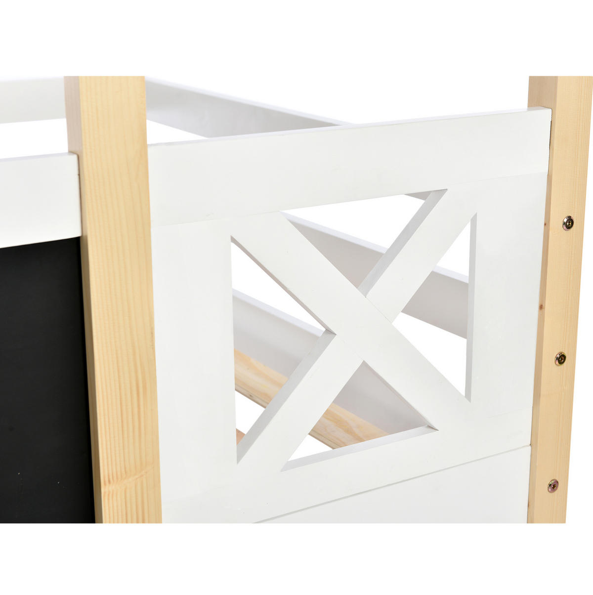 ETAGENBETT aus Holz 90x200 cm in Weiß mit Treppe & Stauraum - Weiß, Holz (90/200cm) - Modfu
