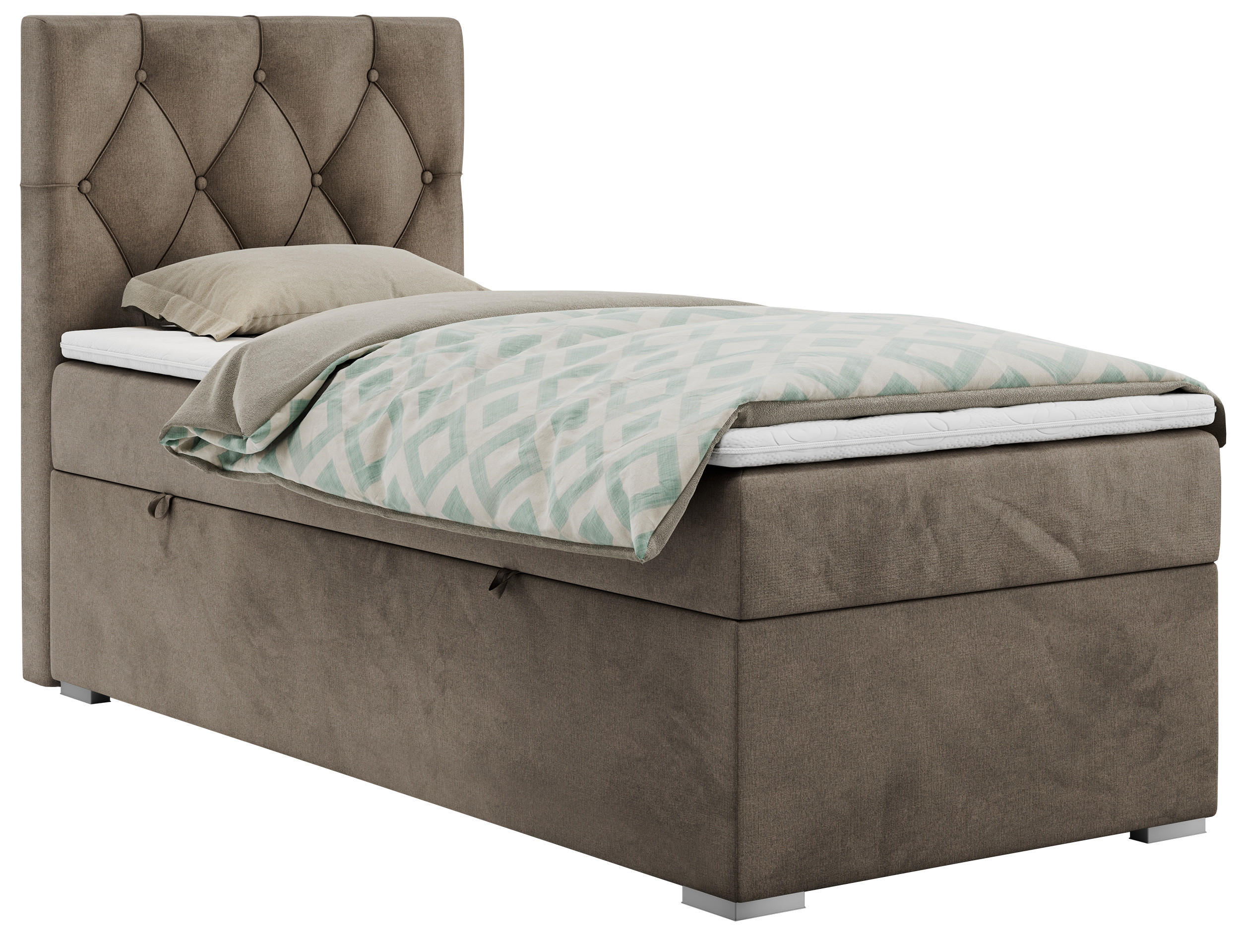 BOXBETT ALDA 90/200 Braun Velvet - H4 - Links Seite - Braun, Holz/Textil (90/200cm) - MKS