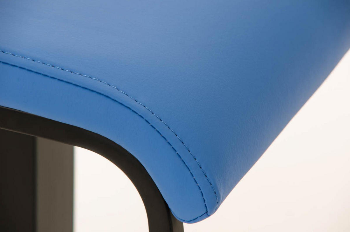 BARHOCKER Lederlook blau - Blau/Schwarz, Textil/Metall (39/78/42cm) - CLP