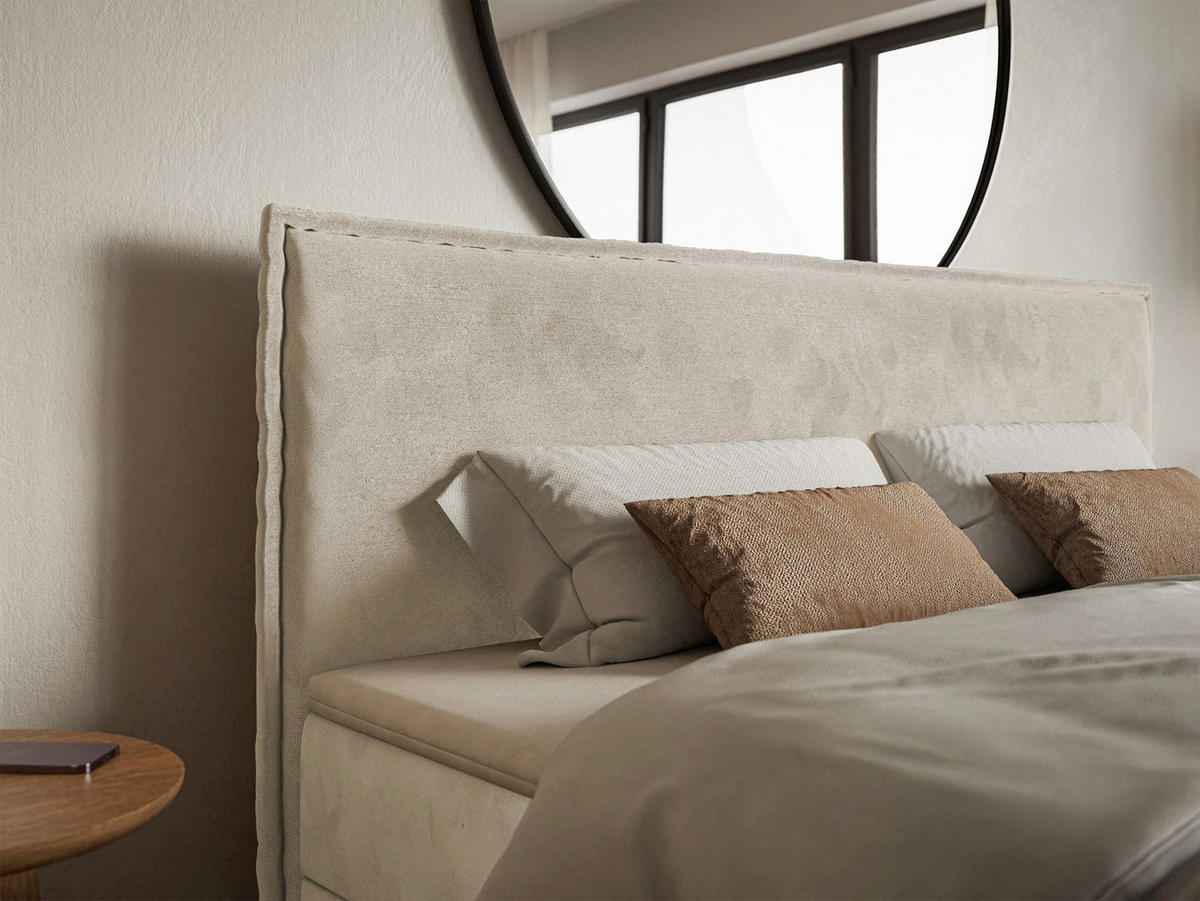 BOXBETT Softie Beige Velours wasserabweisend 160x200 cm - Beige, Textil (160/200cm) - Selsey