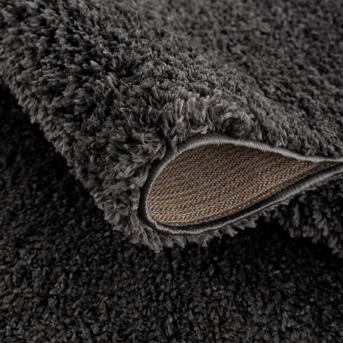 HOCHFLOR-TEPPICH Shaggy Pulpy 100 Schwarz 120 cm Rund - Schwarz, Textil (120/120cm) - carpet city